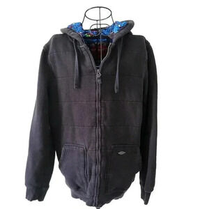 Sims Snowboarding Jacket XL Youth 18-20 Full Zip Hoodie Black Blue Lining